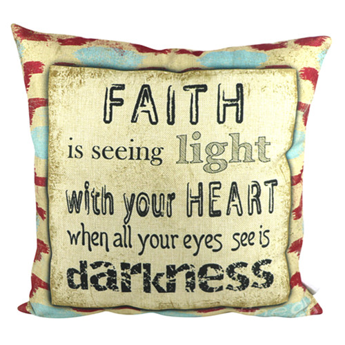 Pal Fabric Faith Quotes Blended Linen Square Pillow Cover 18x18 inch