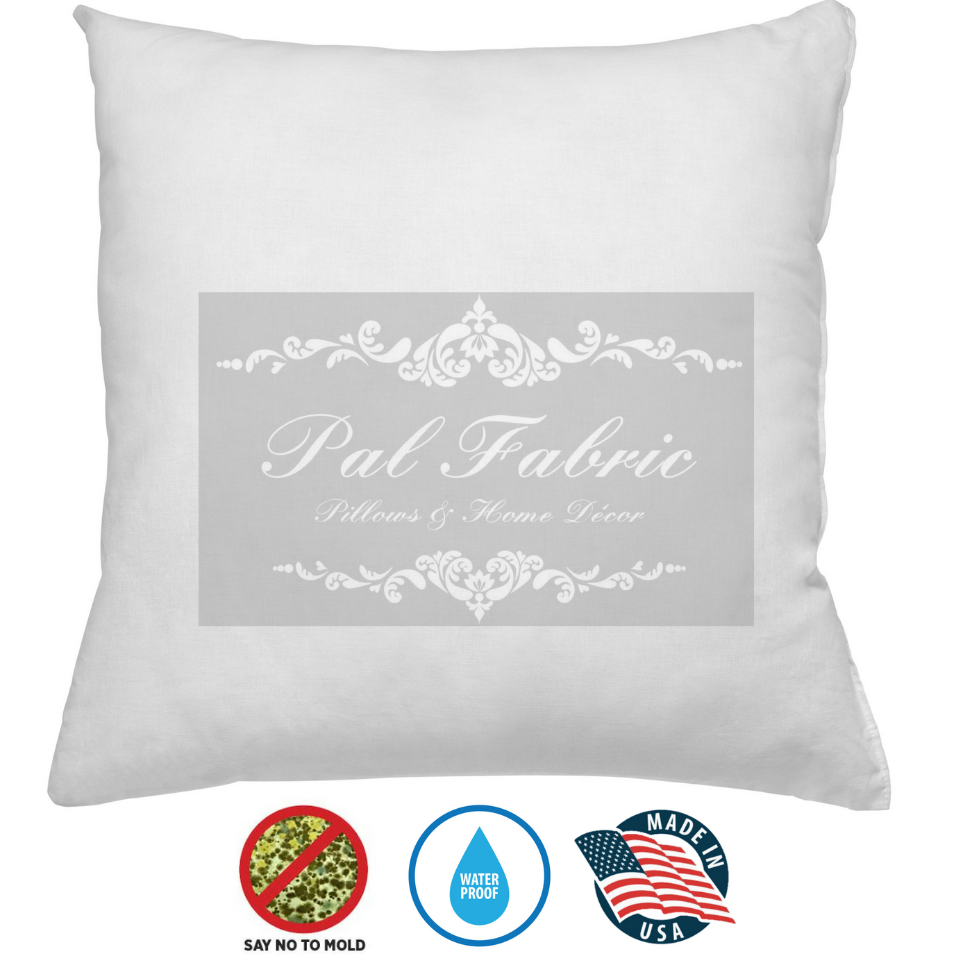 Pal Fabric Outdoor Anti-Mold Waterproof Square Sham Pillow Insert Made in USA (18x18) 